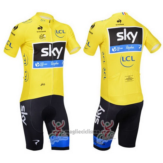 2013 Abbigliamento Ciclismo Sky Lider Giallo e Nero Manica Corta e Salopette
